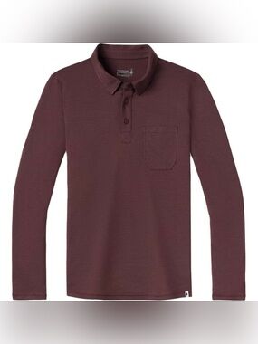 Smartwool Men’s Merino Sport 150 Long-Sleeve Polo Shirt - Burgundy/Maroon Size L